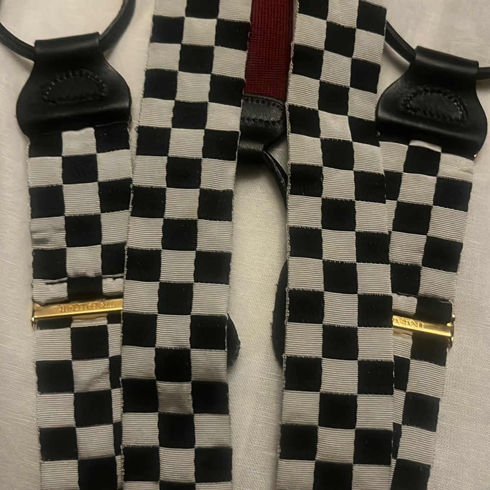 Checkered Suspenders Black and White